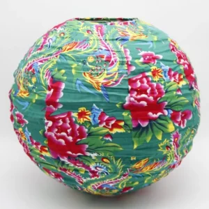 Lámpara esférica verde con motivos primaverales