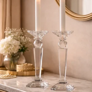 ✨ Candelabro Cristal Facetado — 24 cm
