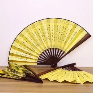 Abanico Madera de Bambu y Tela XL